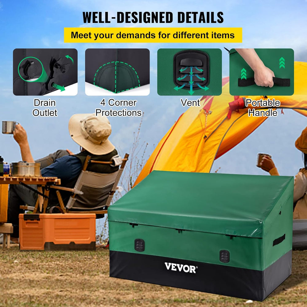 VEVOR Outdoor Storage Box, 150 Gallon Waterproof PE Tarpaulin Deck Box w/Galv...
