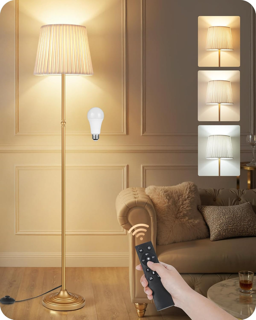 Dimmable Floor Lamp for Living Room, 68" Tall Standing Lamp, Reading Lig...