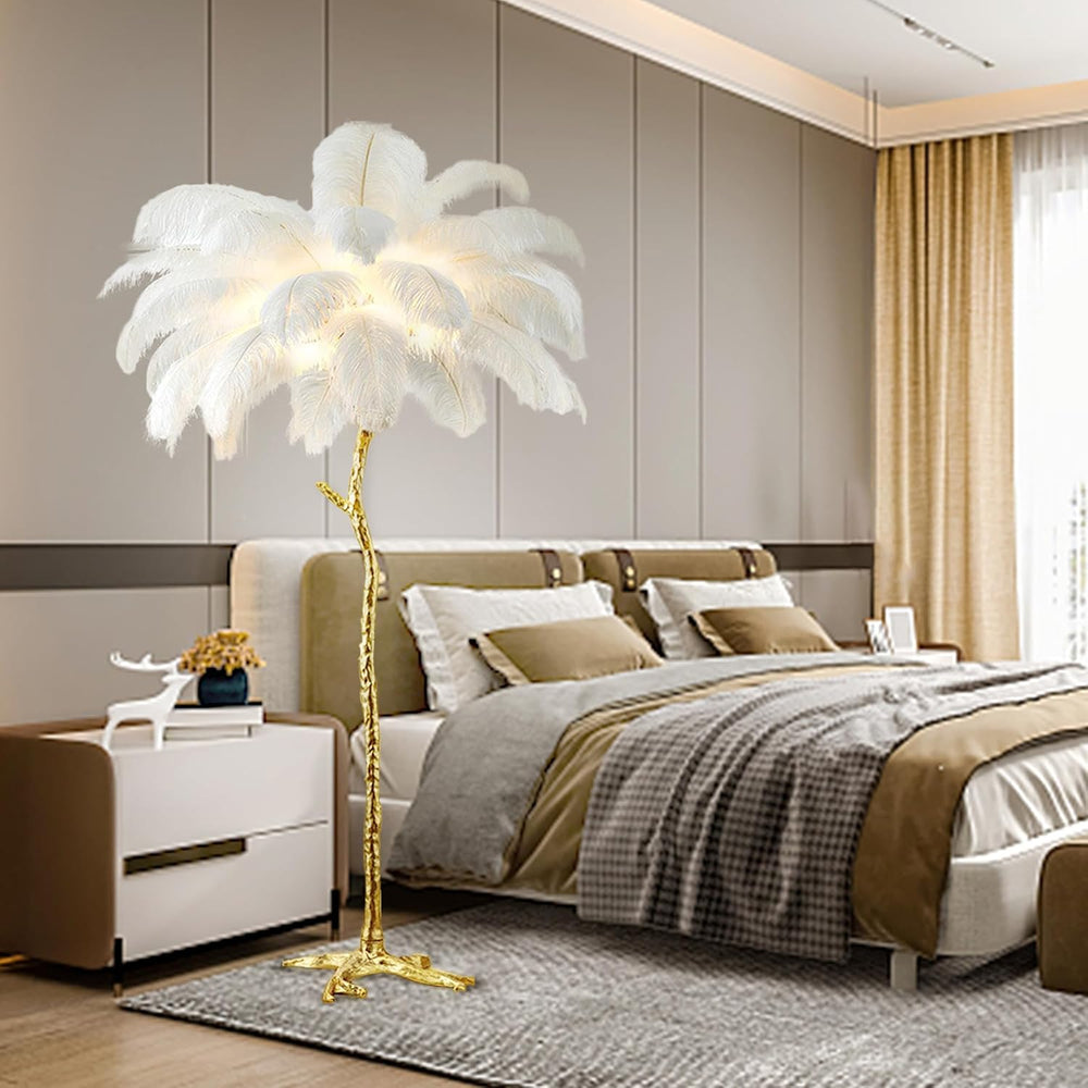 White Ostrich Feather Floor Lamp, Luxury Resin Ostrich Feather Lamp,Romantic ...