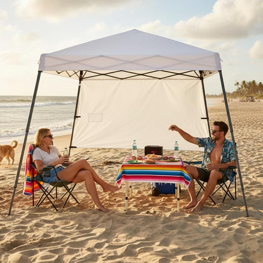 Yaheetech Slant Leg Pop Up Canopy 10x10 Base w/1 Sidewall White