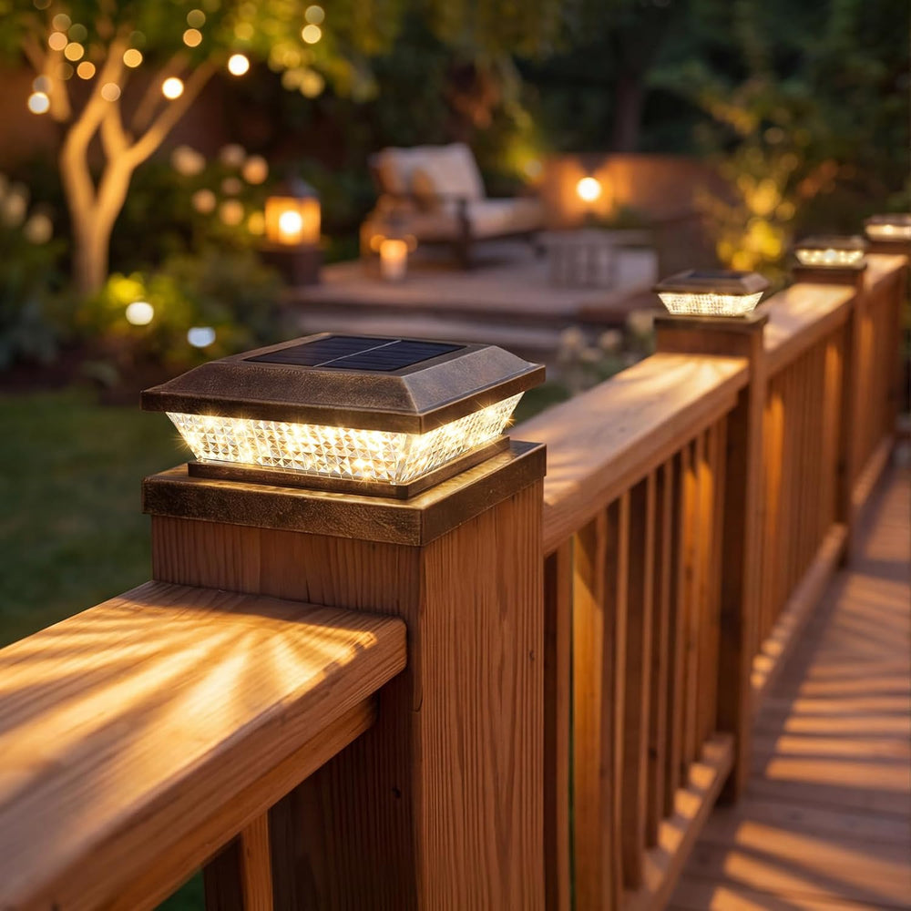 Mlambert 4x4 Solar Post Cap Lights Outdoor 8 Pack, Waterproof Solar Fence Lig...