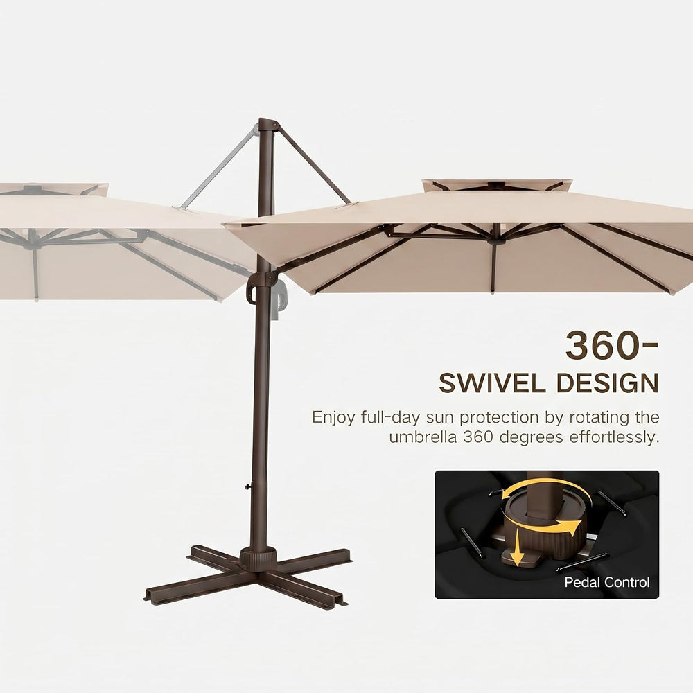 Kingdura 11' X 11' Cantilever Patio Umbrella with Double Top Vent, La...