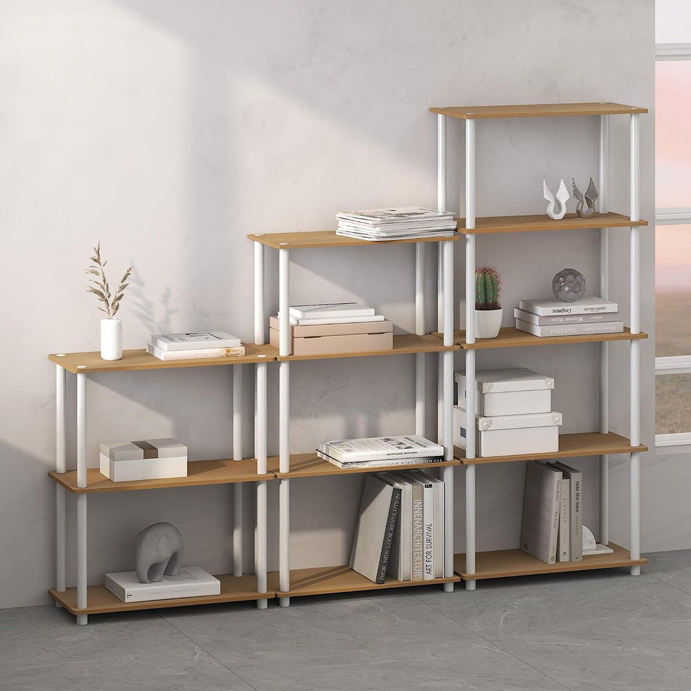 Furinno Turn-N-Tube Storage Shelves, 4-Tier Book Shelf, Corner Shelf, Toolles...
