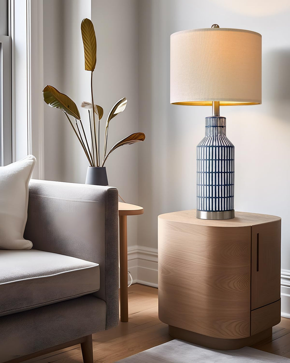 USumkky 25" Modern Ceramic Lamps Single Table Lamp for Living Room Bedro...