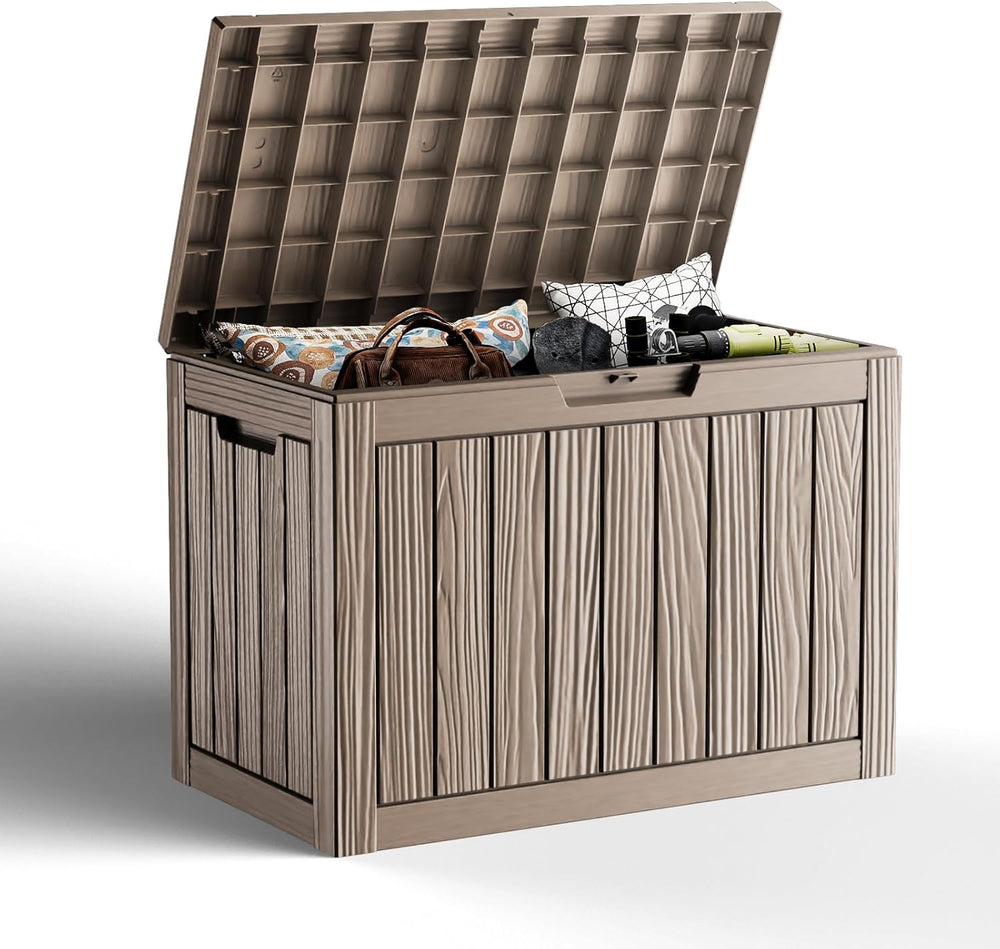50 GallonOutdoor Storage Box,Resin Deck Boxes Waterproof, IndoorOutdoor Bin f...