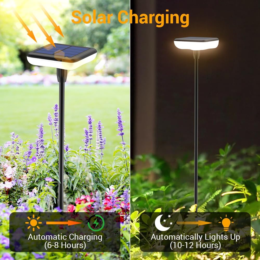 Solar Pathway Lights Outdoor 6 Pack Solar Powered Garden Lights 12H Long Last...
