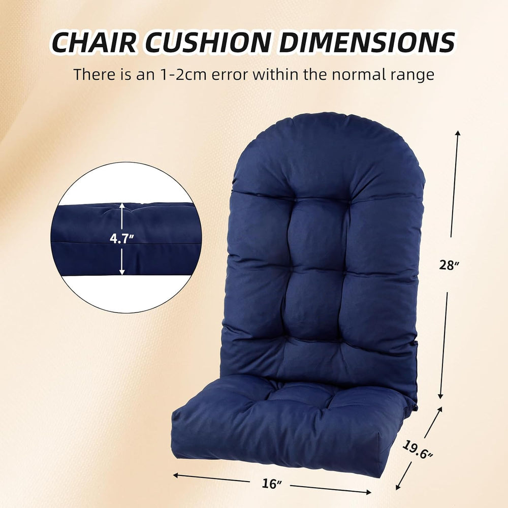 Outdoor Adirondack Chair Cushions Set of 2, Non-Slip Waterproof High Back Tuf...