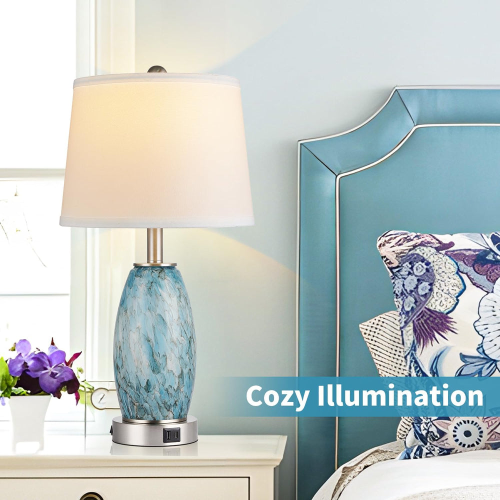 Lovlast 23.5" Coastal Modern Table Lamps Set of 2 for Living Room Bedroom