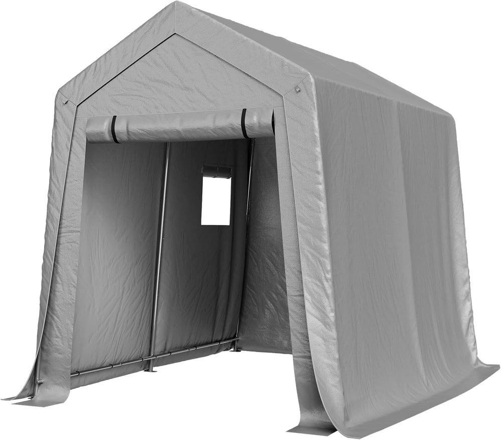 Aoxun 6x8x7 FT Outdoor Portable Storage Shed Tent for Motorcycle,Gray