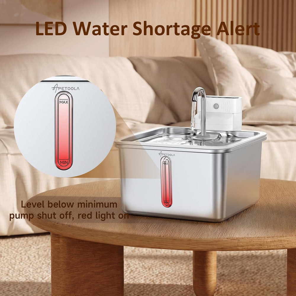 Cat Water Fountain Stainless Steel, 135fl-oz/4L Wireless Cat Fountain