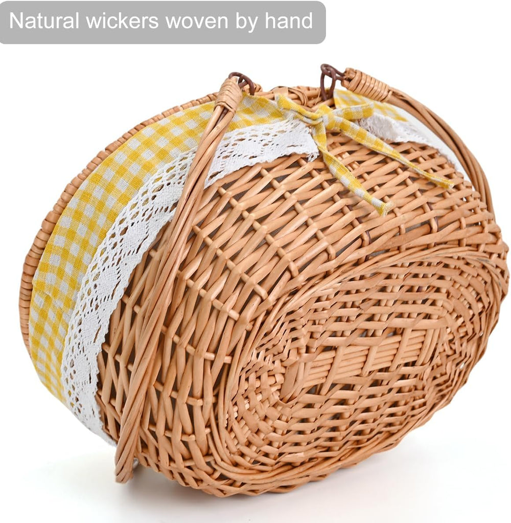 Large 15.4" Wicker Picnic Basket with Removable Liner Empty Picnic Baske...