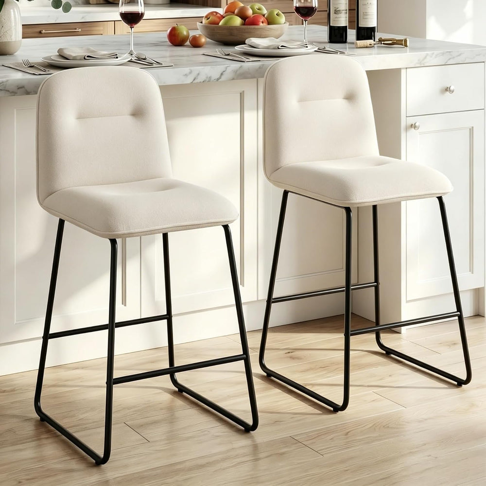 Bar Stools Set of 3, 26" Counter Height Bar Stools with Back, Modern Lin...