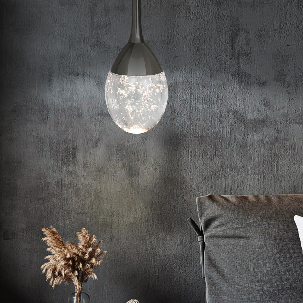 Teardrop Crystal Pendant Light, Black Hanging Ceiling Lighting Fixtures, Mode...