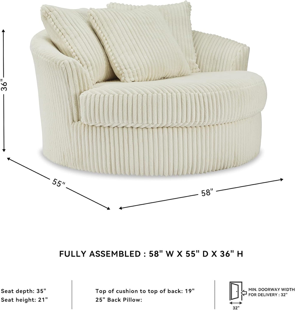 Signature Design by Ashley Lindyn White Oversized Swivel Accent Chair