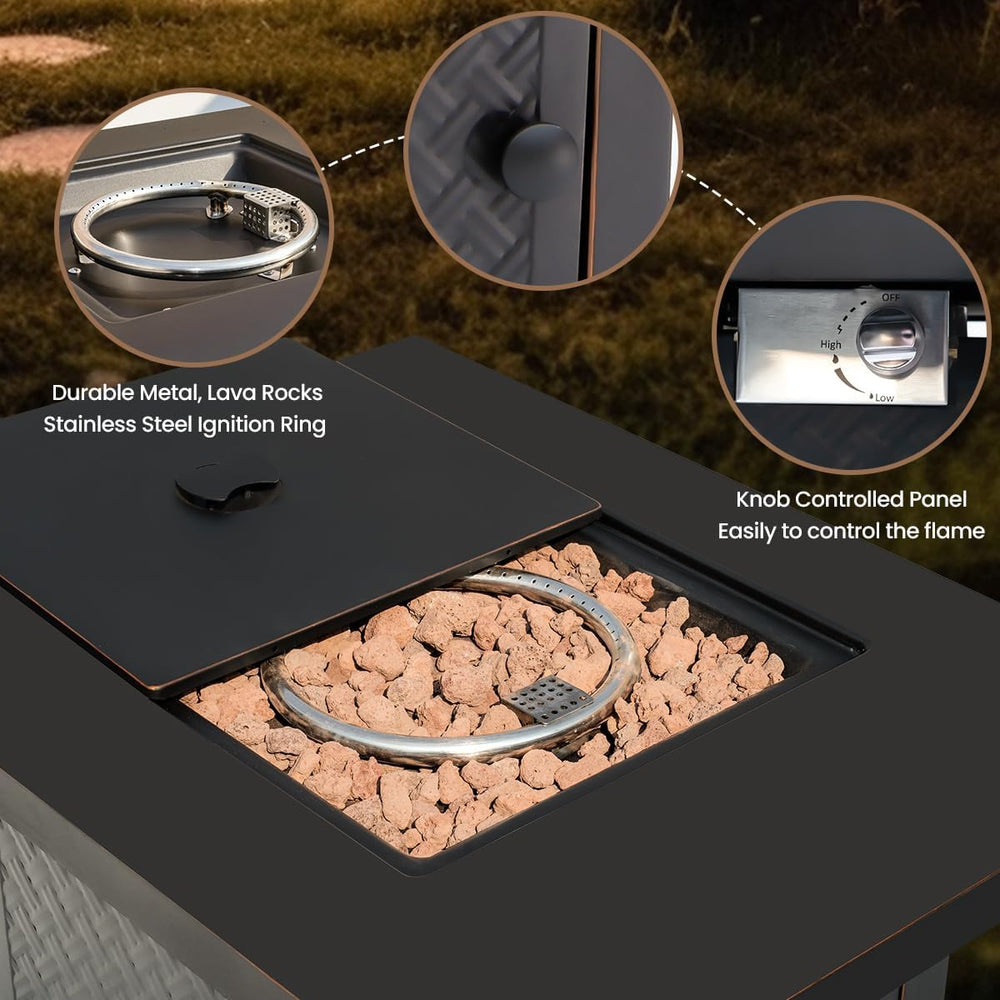 Verdeluxe 32'' Propane Fire Pit with 2 Drink Holders 50000 BTU