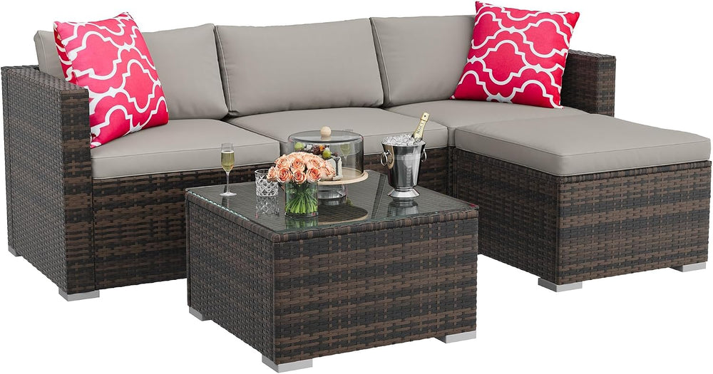 GAOMON 5-Piece All-Weather Patio Furniture Set, Convertible Outdoor Sectional...