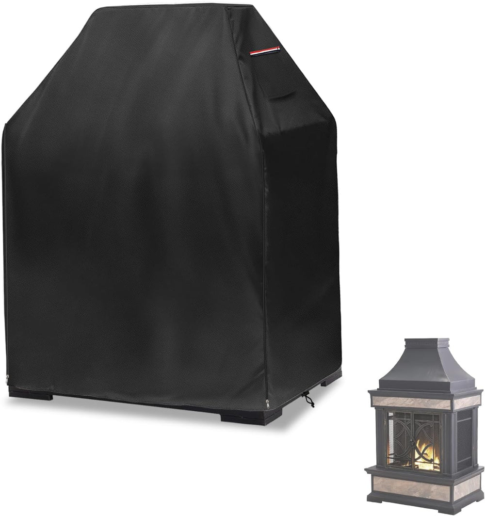 Outdoor Fireplace Cover, Heavy Duty 600D Waterproof Upright Patio Wood Burnin...
