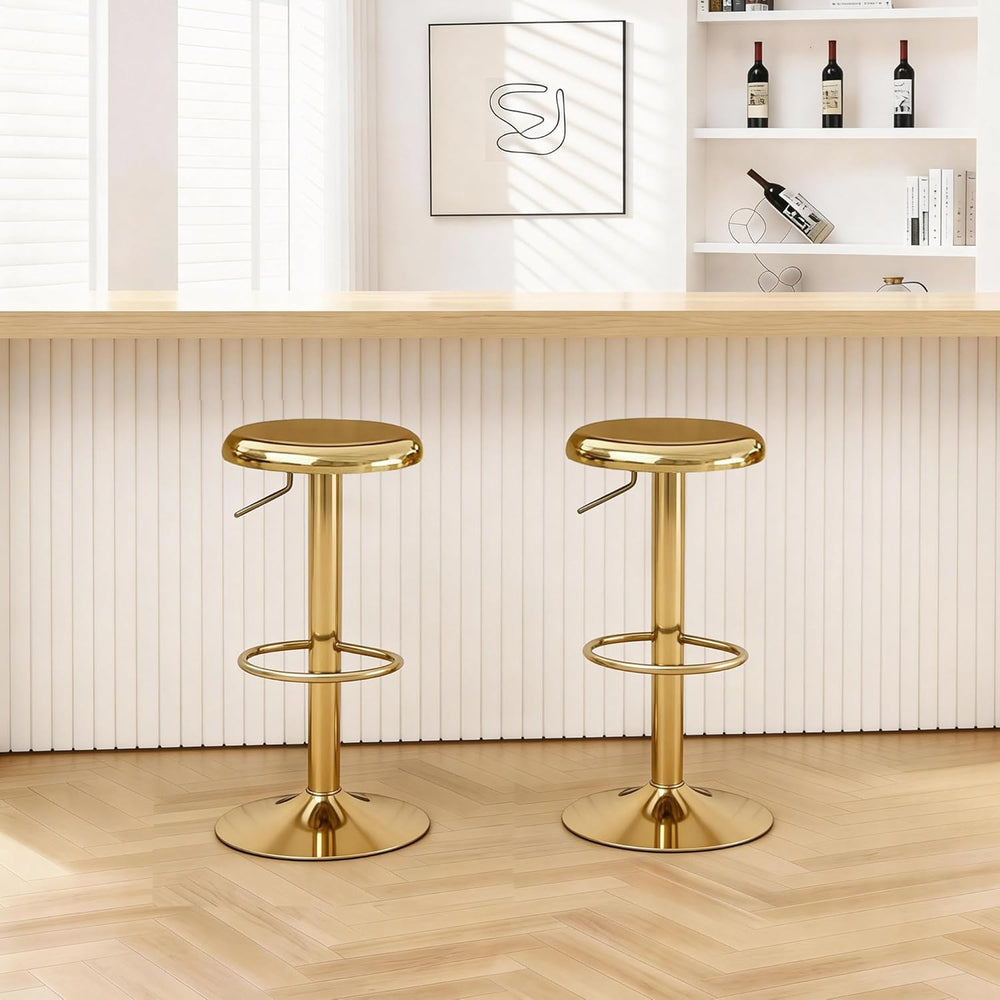 CAROLMADE Bar Stools Set of 2, Adjustable Metal Bar stools Swivel Counter Hei...