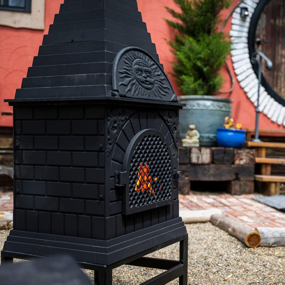 The Blue Rooster Casita Grill Chiminea Outdoor Fireplace Wood Burning Firepit...