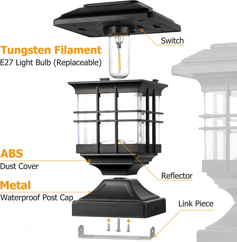 4x4 Post Solar Lights Solar Post Cap Lights Outdoor Metal 4 Pack
