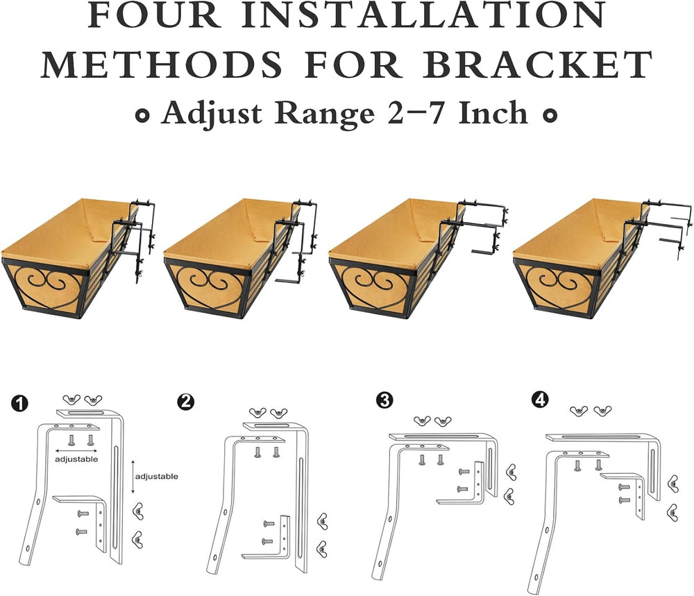 6 Pack 24 Inch Window Boxes Planters Railing Planter Box with Adjustable Brac...