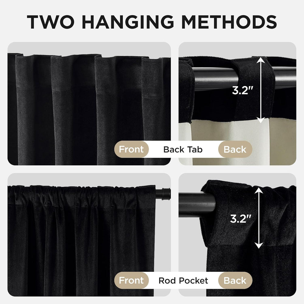 Joydeco 100% Blackout Curtains Velvet Black Out Curtain 84 Inch Drapes