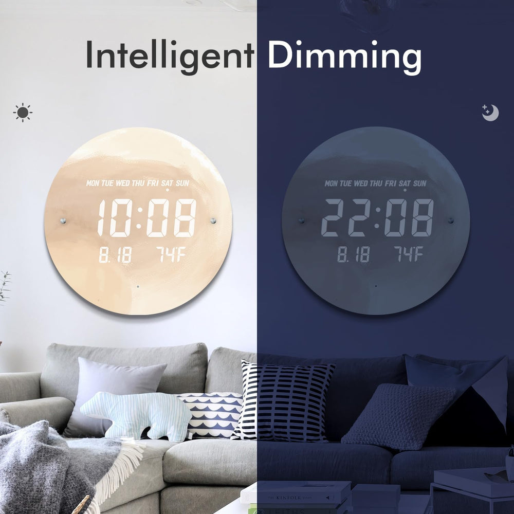 Digital LED Wall Clock for Home & Office, Moon, 12''