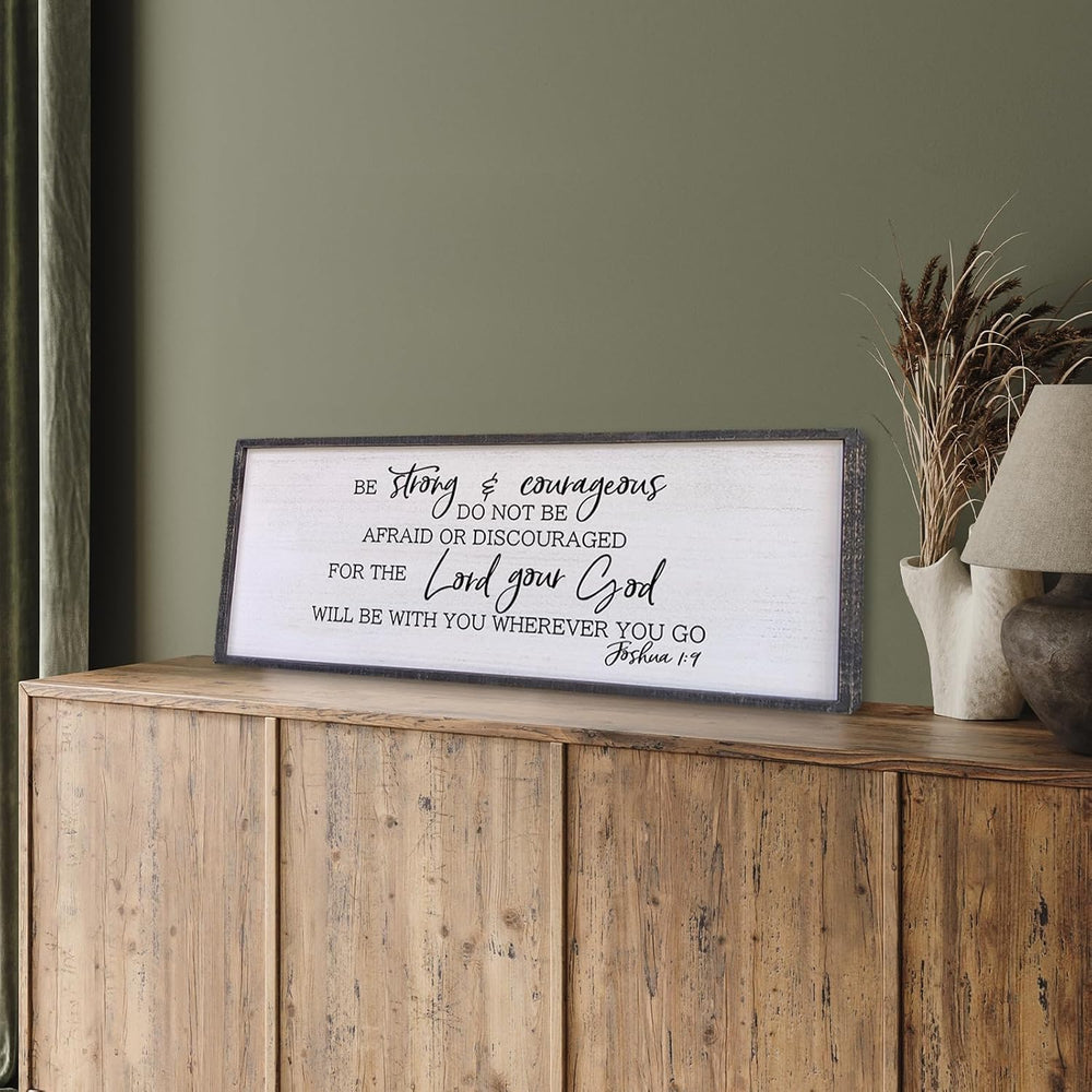 Be Strong And Courageous Sign Wall Decor 40"x15" Large Farmhouse Li...
