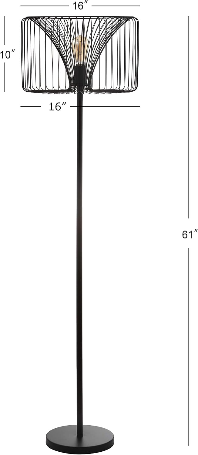 JONATHAN Y Gridley 61" Modern Industrial Metal LED Floor Lamp, Black