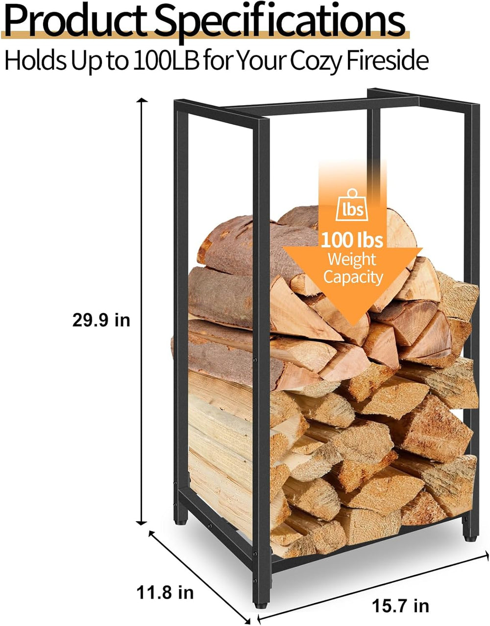 Lilybud--lily Firewood Rack Indoor Outdoor, 30” Tall Firewood Holder Metal Sm...