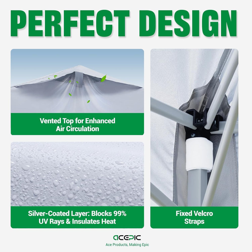 ACEPIC 10x10 Canopy Replacement Top with Air Vent(White,Top Only)