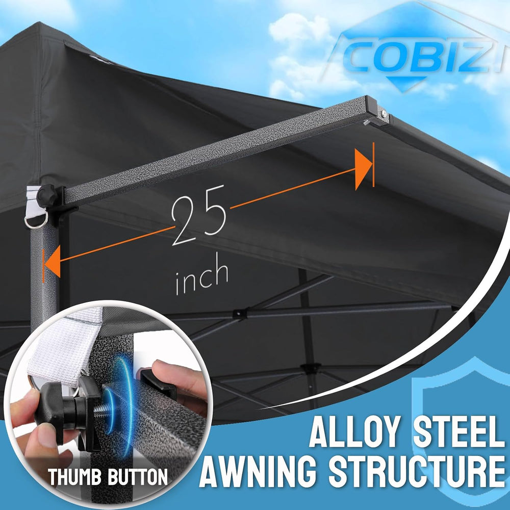 COBIZI 10x10 Heavy Duty Pop Up Canopy Easy Up Commercial Event Tent, Black