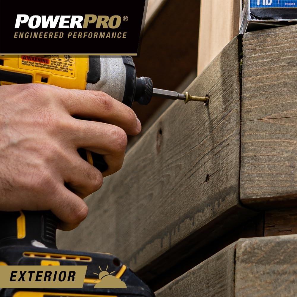 Power Pro Exterior Wood Screws, #9 x 3in Flat Head, 2000 Pieces, Bronze