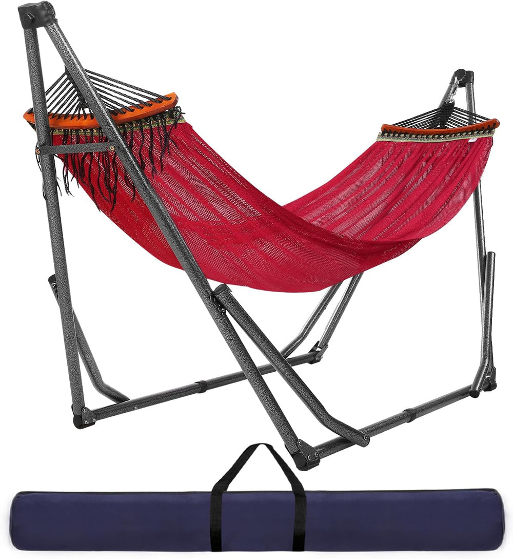 Goutime Collapsible Hammock Stand with Carry Bag, 550lbs,Portable,Red