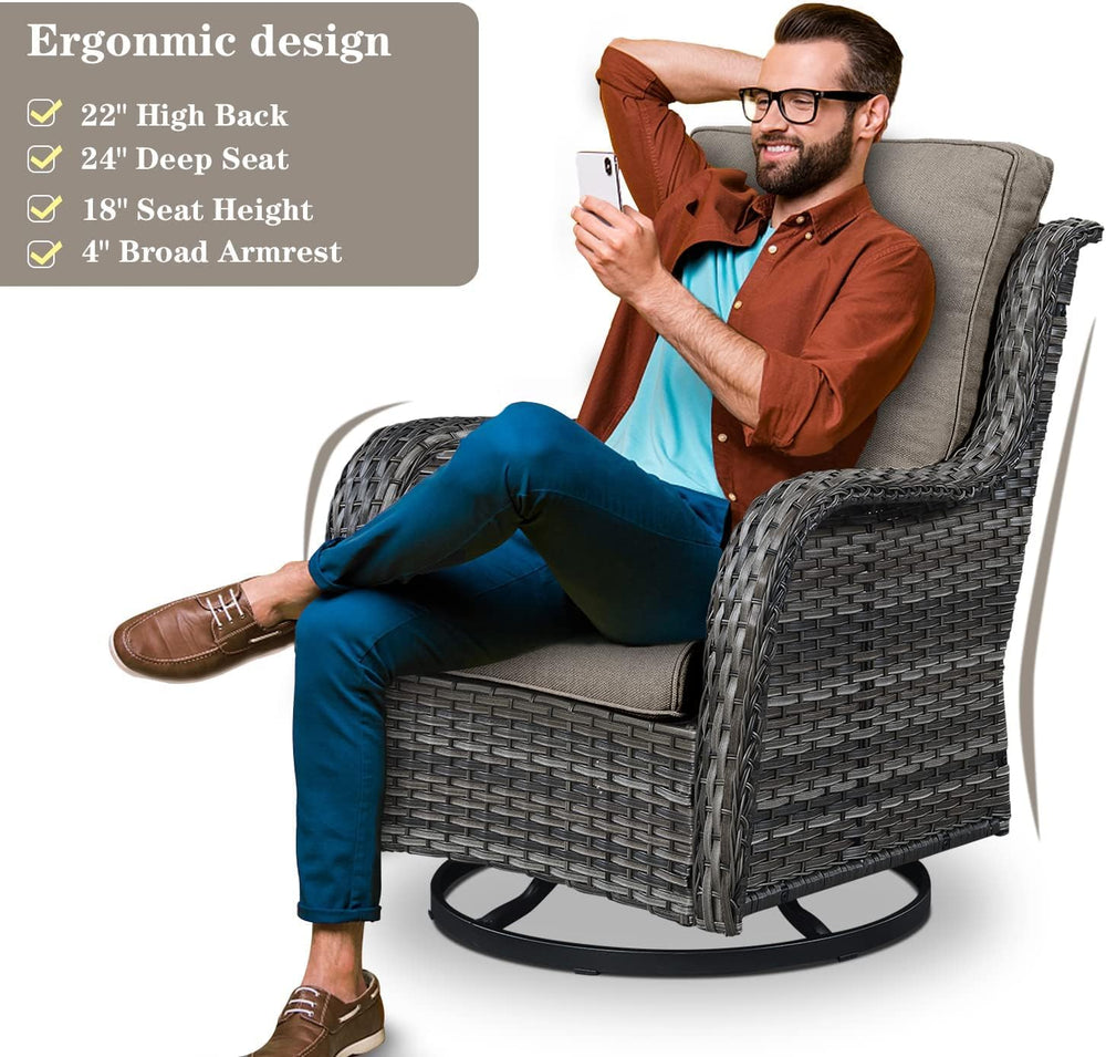 Belord 4 Piece Patio Wicker Furniture Set, Outdoor Swivel Rocker Chairs, All ...