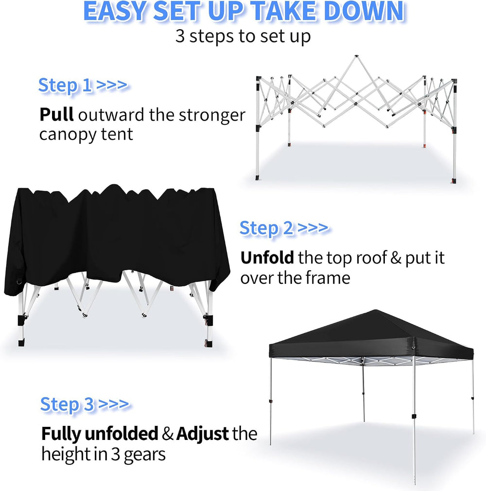 Pop Up Canopy 8X8 FT,Portable Sun Instant Shelter w/Backpack Bag,Waterproof,A...