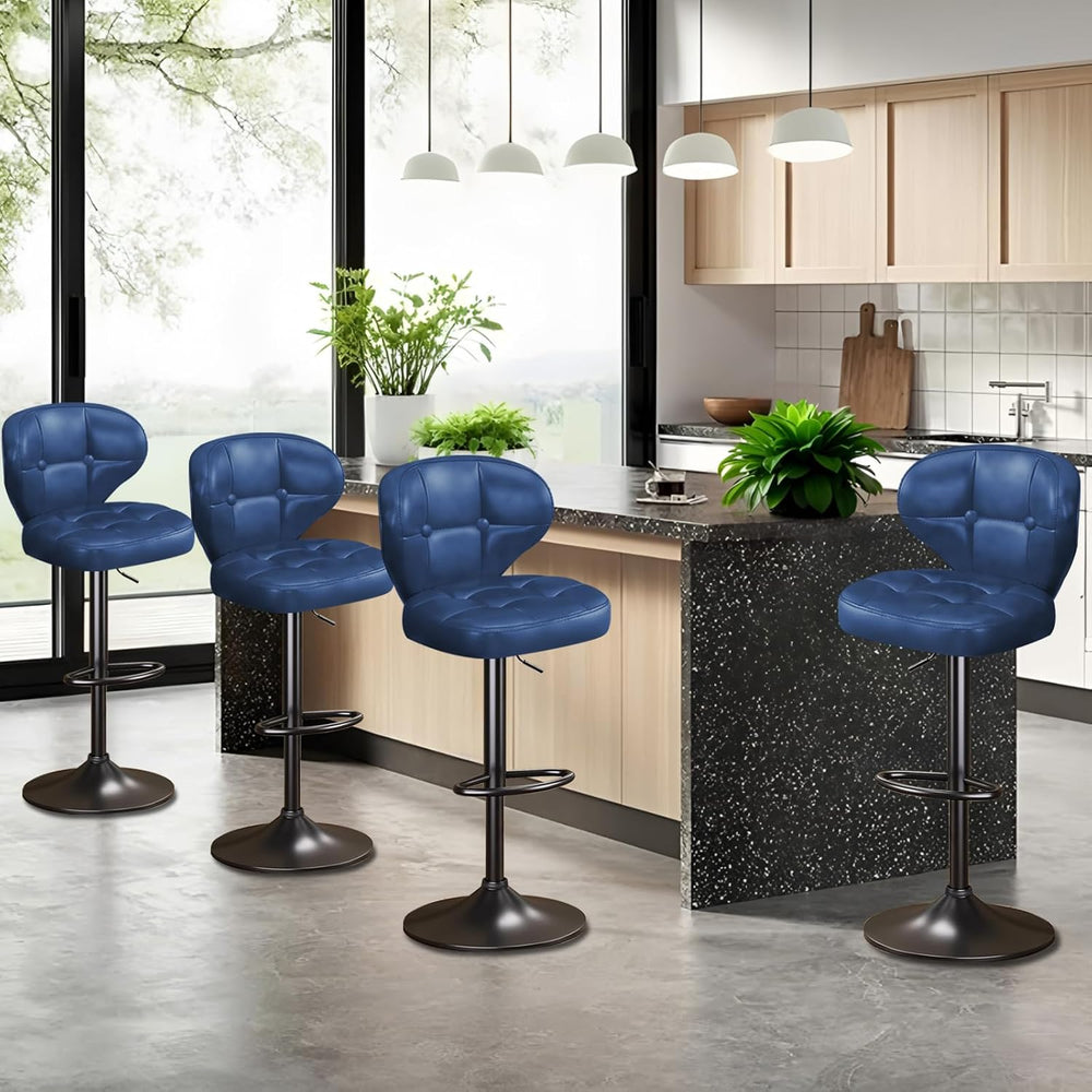 Bar Stools Set of 4, Adjustable Swivel Bar Chairs with 360° Rotation, Padded ...