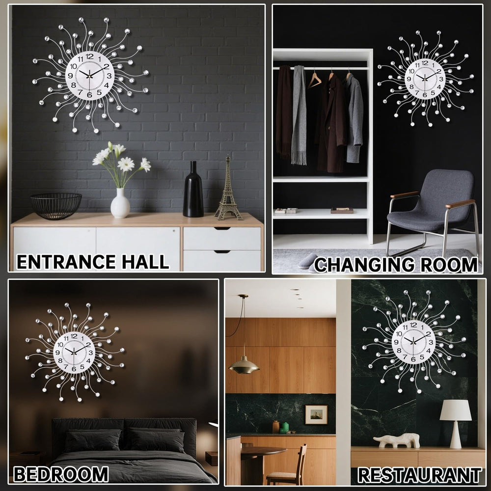 SIN&MI Large Wall Clock for Living Room Decor,Quiet Metal Quartz Clocks M...