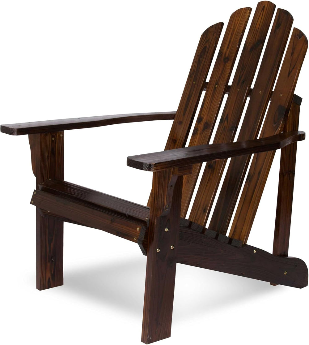 Shine Company 4618BB Marina Wooden Outdoor Patio Adirondack Chair, Burnt Brown