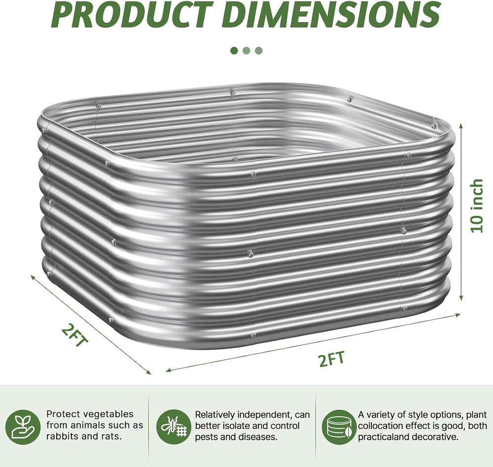4 Pack 2x2FT Corrugated Galvanized Steel Raised Garden Bed Outdoor, Metal Abo...