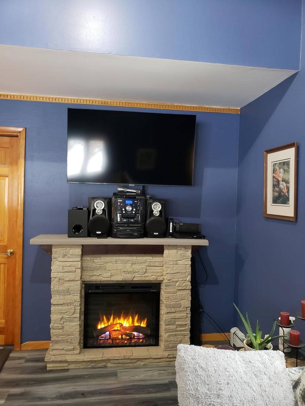 Dimplex Featherston Electric Fireplace with Mantel Surround Package | Pine wi...