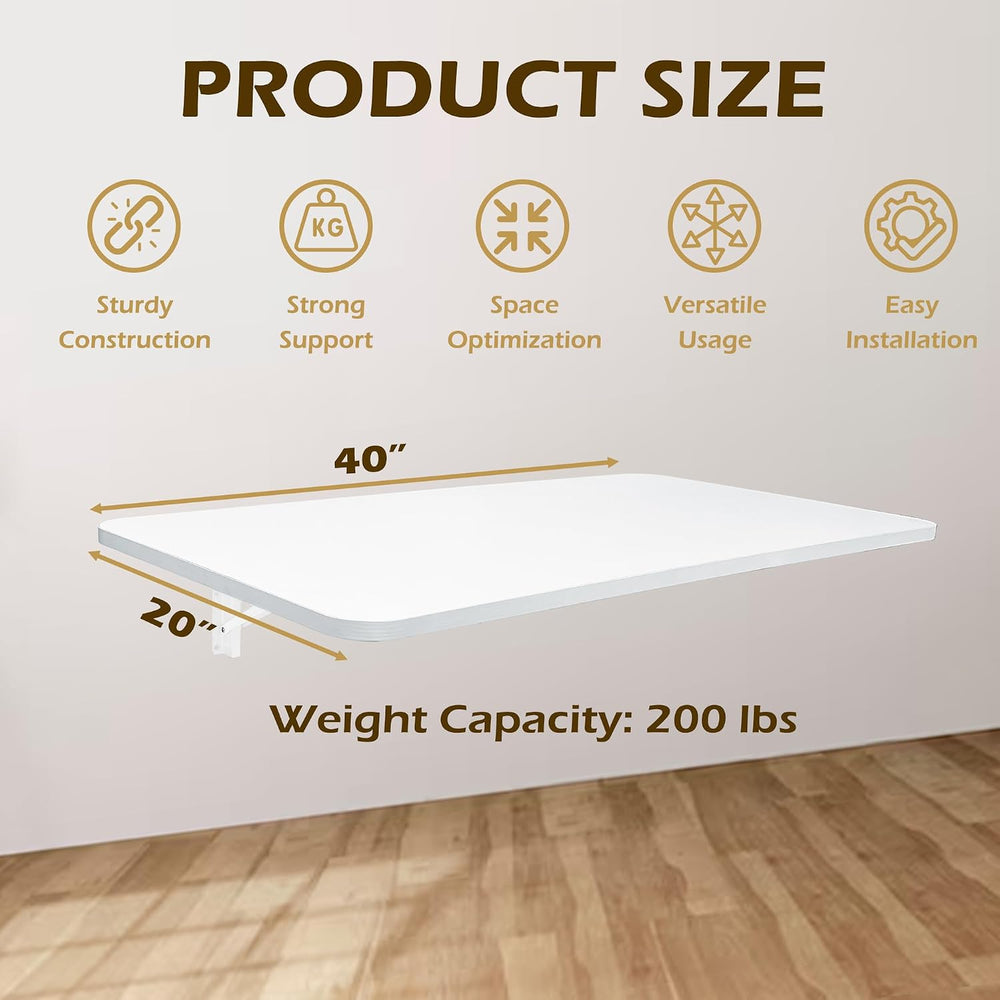 Laundry Folding Table, 40'' x 20'' Wooden Wall Mount Desk, La...