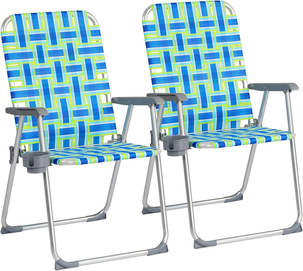 VINGLI Aluminum Patio Lawn Chairs Folding Set of 2 with Detachable Cup Holder...