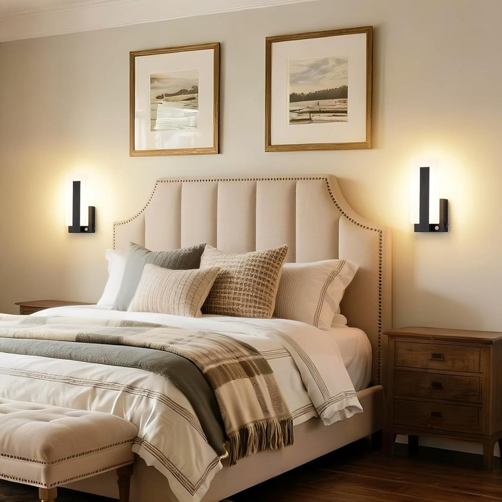 Joosenhouse Wall Sconces Set of Two Hardwired, Black Motion Sensor Wall Light...