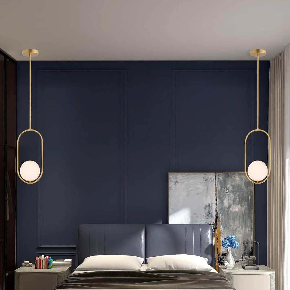 Modern Pendant Lighting Gold Hanging Light Fixture for Sloped Ceiling,Brass P...