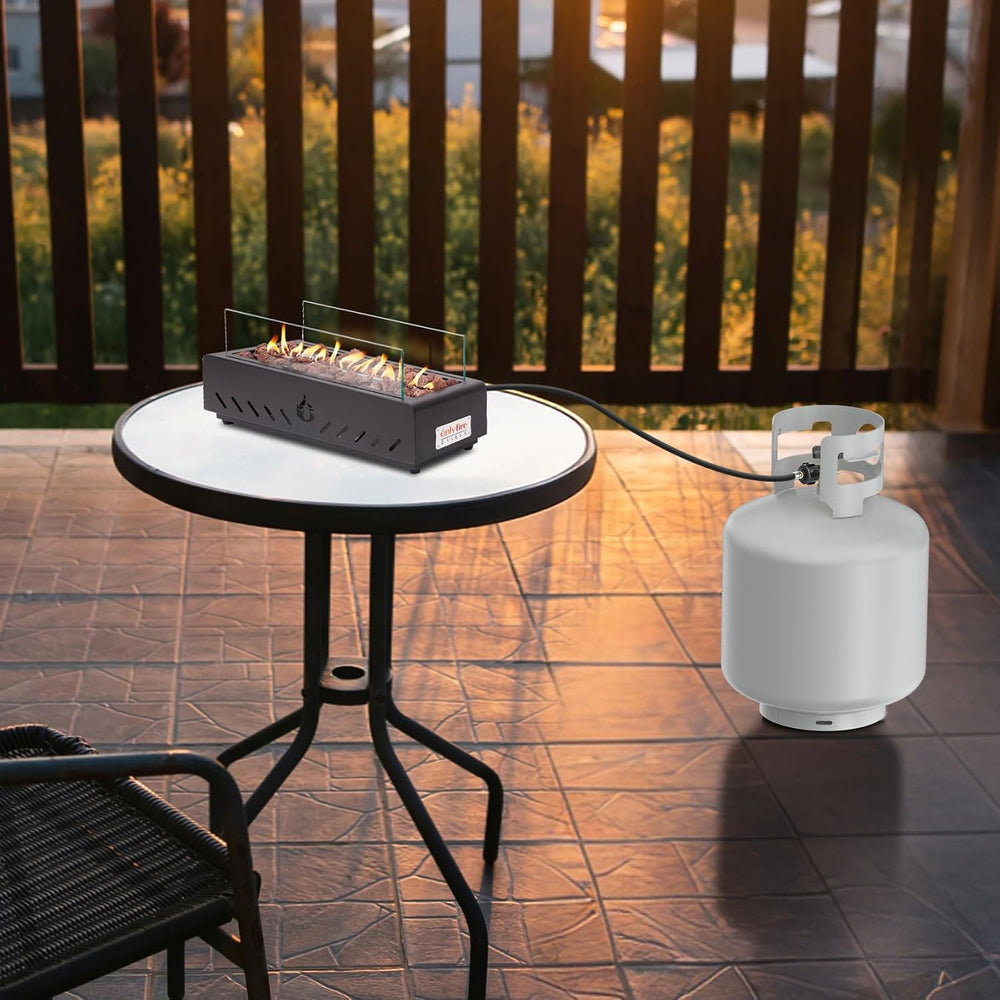 18" Propane Gas Fire Pit Side-Mounted, Portable Tabletop Fireplace, FP026