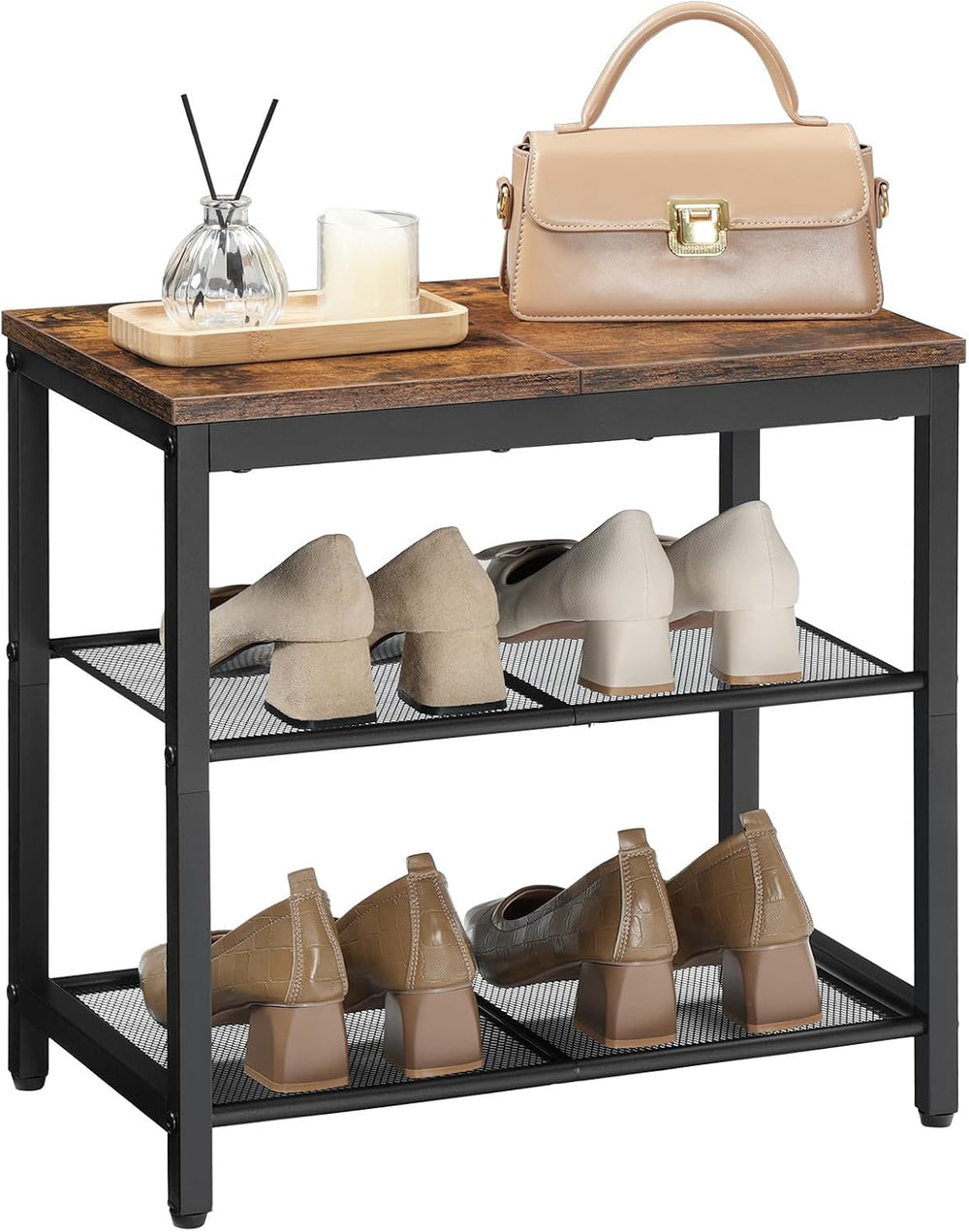 HOOBRO Shoe Bench, 3-Tier Shoe Rack, Industrial Shoe Organizer Storage Bench,...