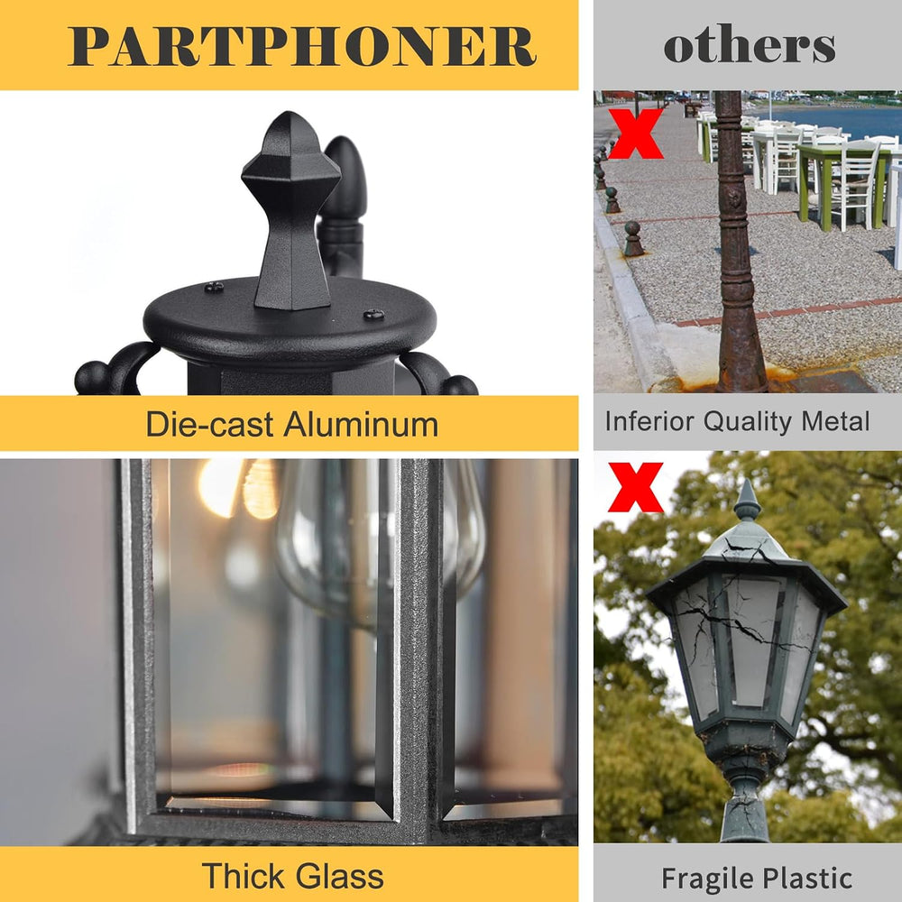 Aluminum Outdoor Lamp Post Birdcage, Hardwired Street Light Post for Outside,...