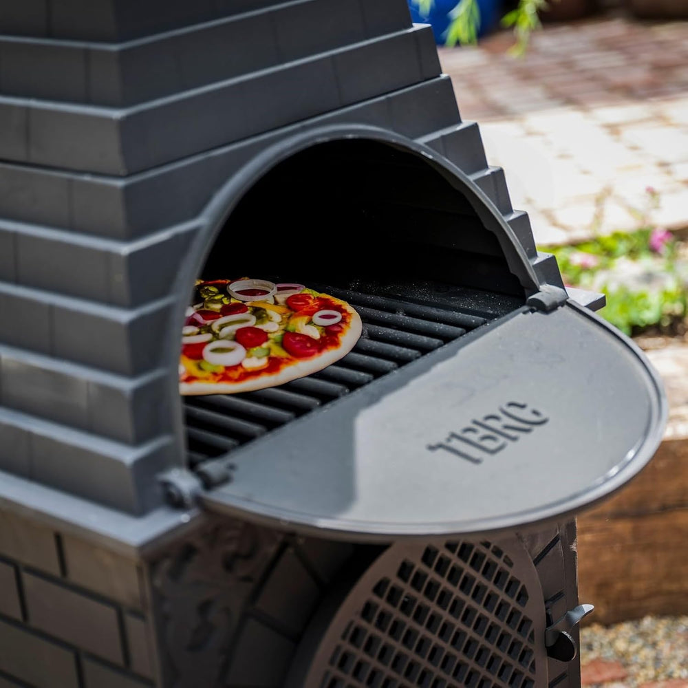 The Blue Rooster Casita Grill Chiminea Outdoor Fireplace Wood Burning Firepit...