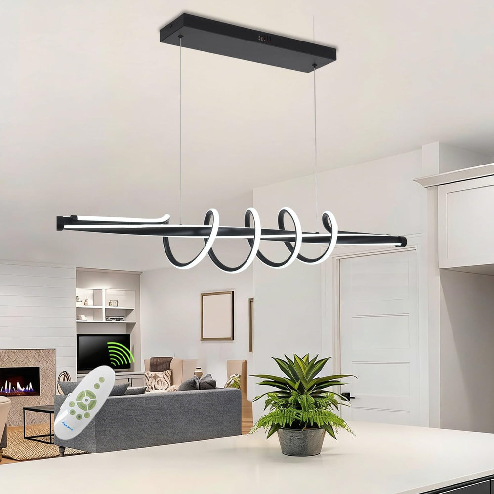 Led Chandelier Dimmable Black Modern Chandelier for Dining Room Light Fixture...